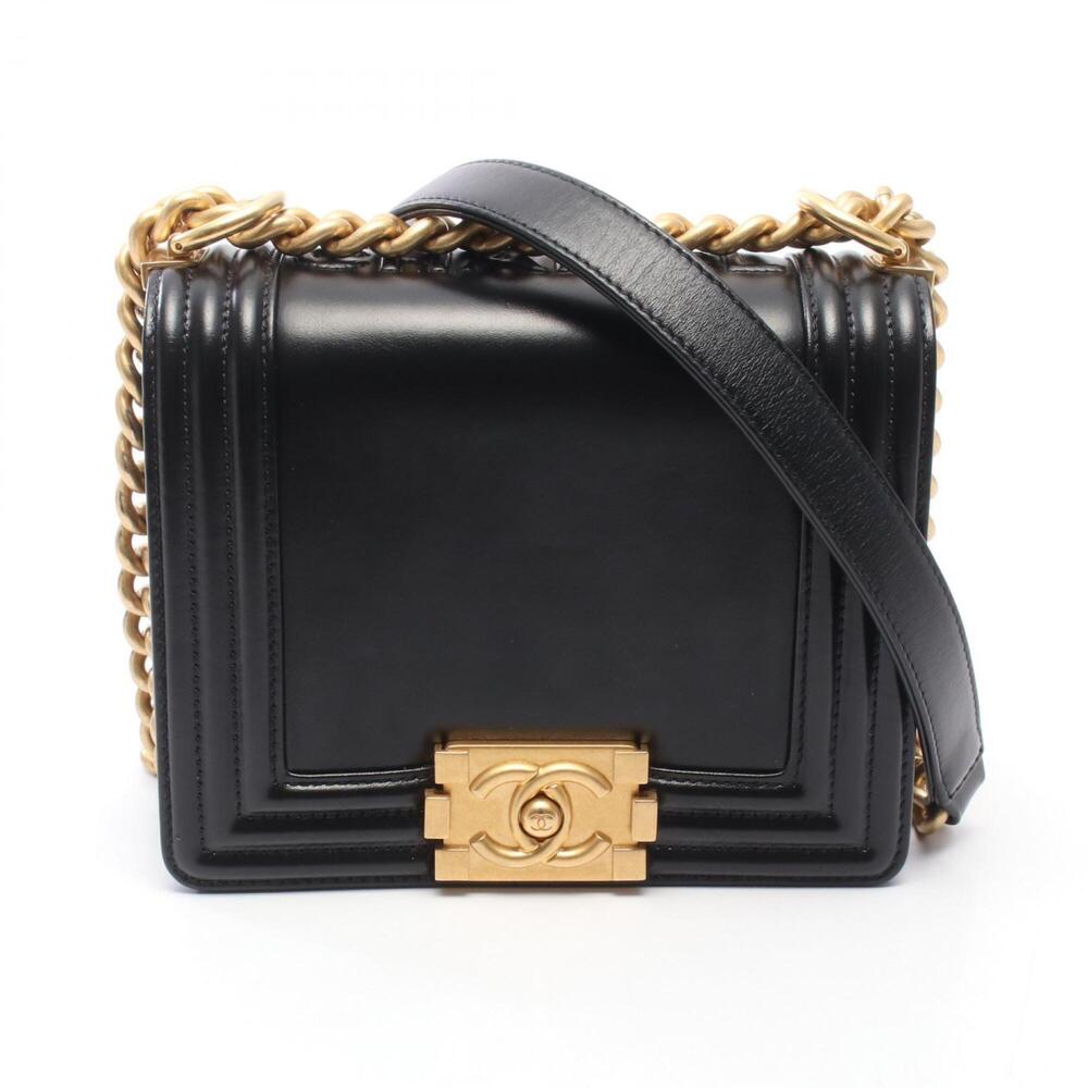 Chanel Boy Shoulder Bag Handbag Leather Women's Black AS3018